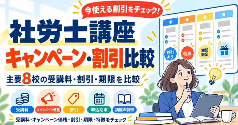 社労士講座のキャンペーン・割引情報｜受講料を比較【2026年最新】