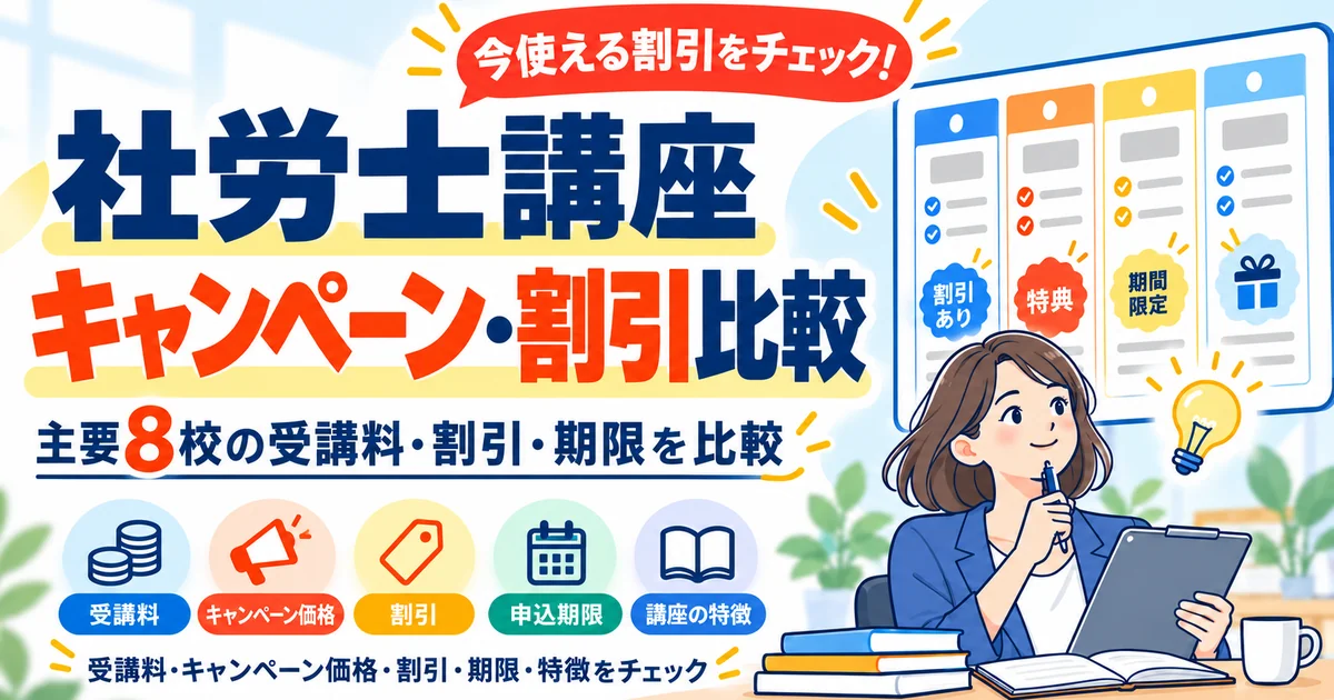 社労士講座のキャンペーン・割引情報｜受講料を比較【2026年最新】